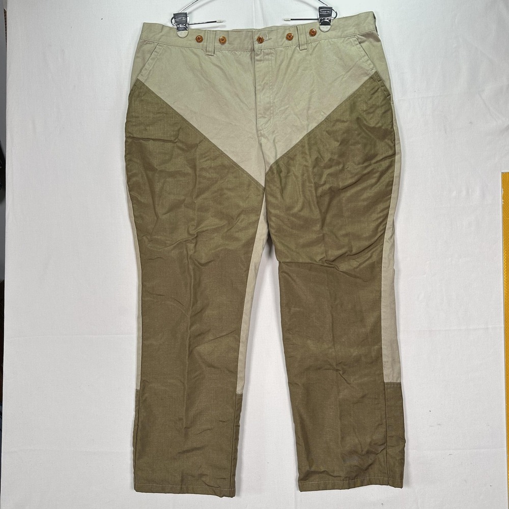 Vintage‎ Orvis Hunting Pants Mens 44 Khaki Green Field Two Tone Brush Guard